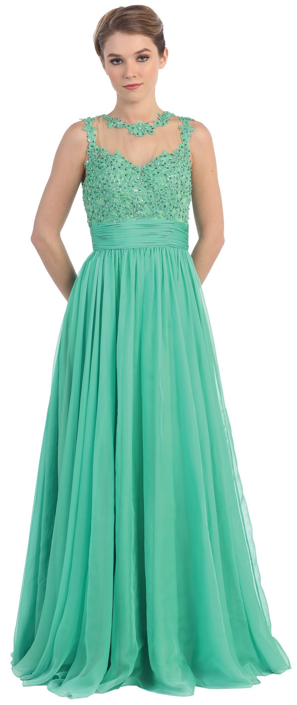 Floral Lace Bust Full Length Formal Prom Dress — in an alternative picture