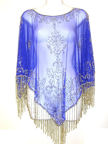 Hand Beaded Mesh Poncho
