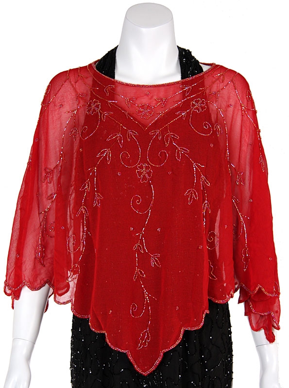 Hand Beaded Net Poncho