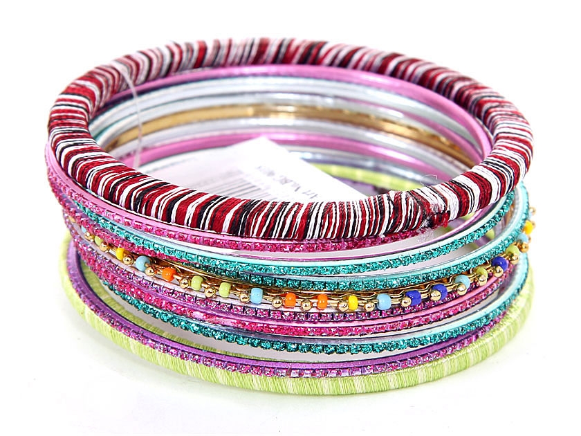 Set of 12 Handmade Bangle Bracelets