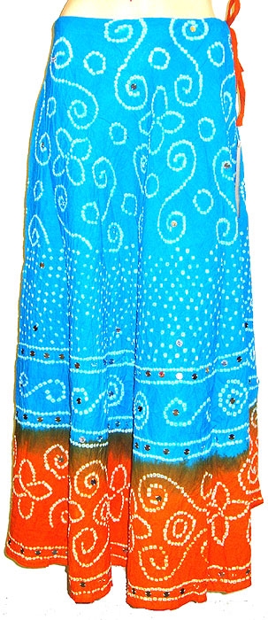 Bohemian Drawstring and Sequined Long Skirt