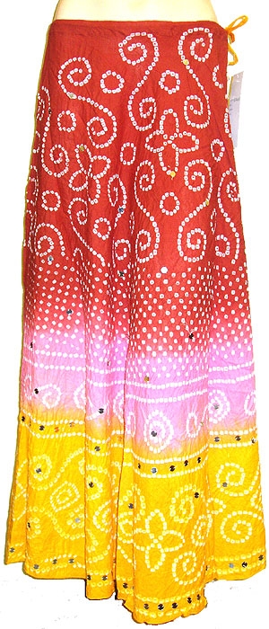 Bohemian Drawstring and Sequined Long Skirt