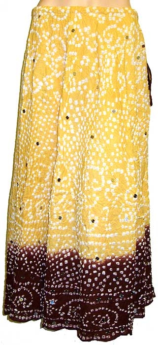 Bohemian Drawstring  and Sequined Long Skirt