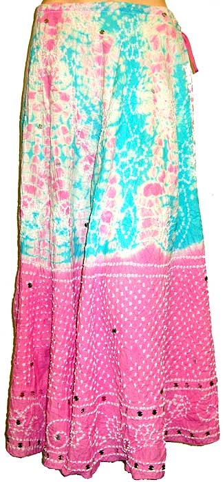 Tie & Dye Long Sequined Skirt with Drawstring