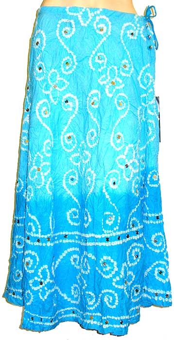 Bohemian Drawstring and Sequined Long Skirt