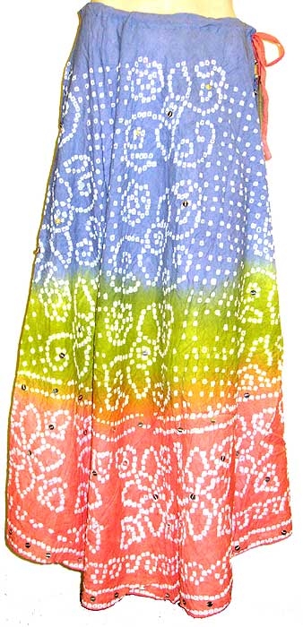 Bohemian Drawstring and Sequined Long Skirt