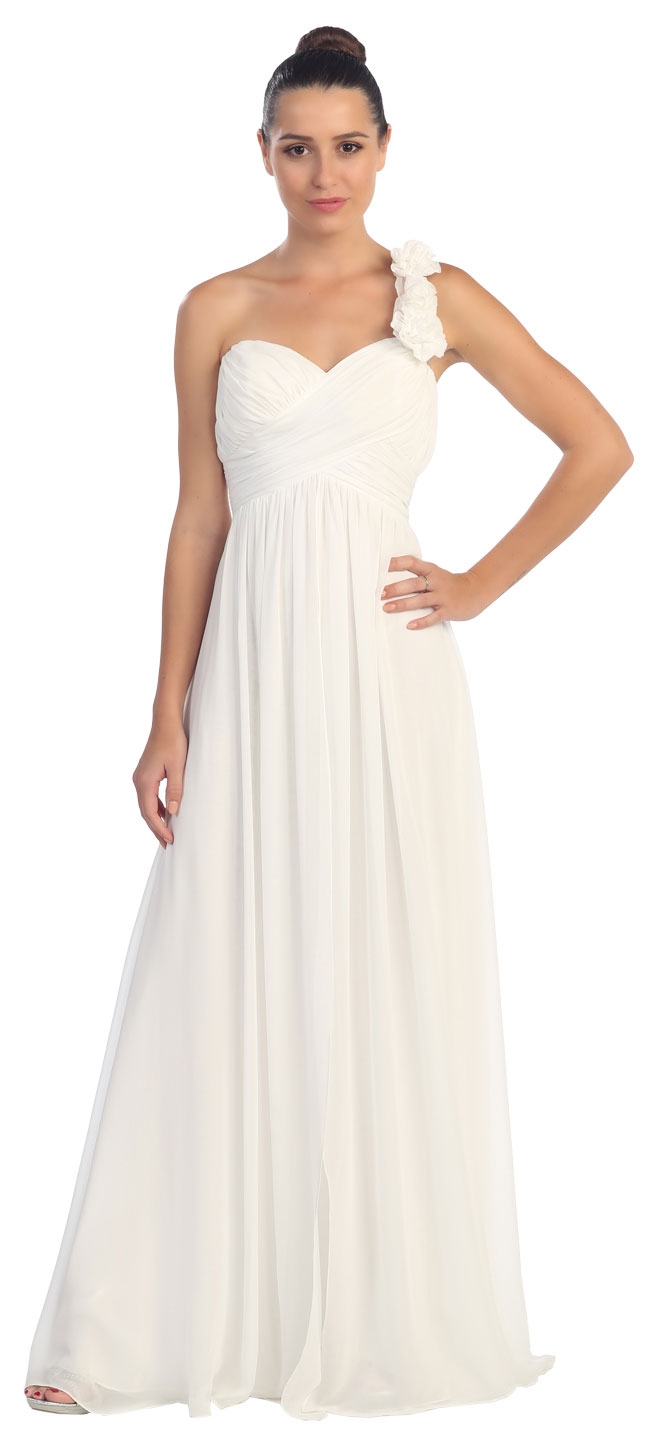 Floral Accent One Shoulder Long Formal Bridesmaid Dress — in an alternative picture