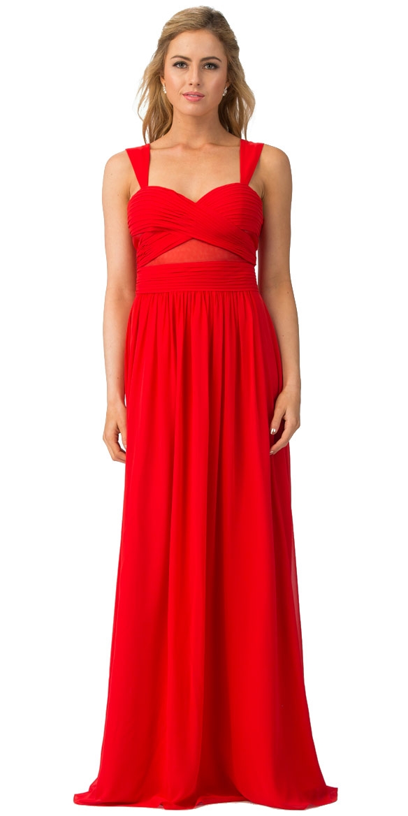 Sweetheart Neck Pleated Bust Long Bridesmaid Dress