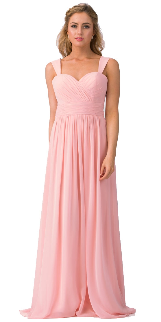Sweetheart Neck Pleated Bust Long Bridesmaid Dress
