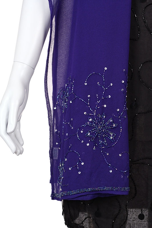Floral Print Beaded Scarf — in closeup