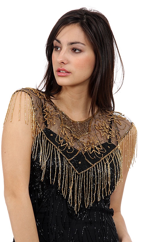 Black Beaded Collar Scarf