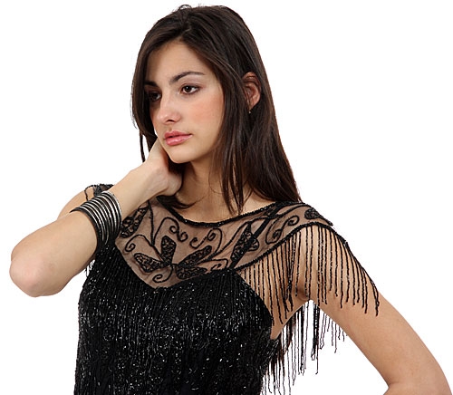 Butterfly Design Beaded Collar Scarf — in alternative image