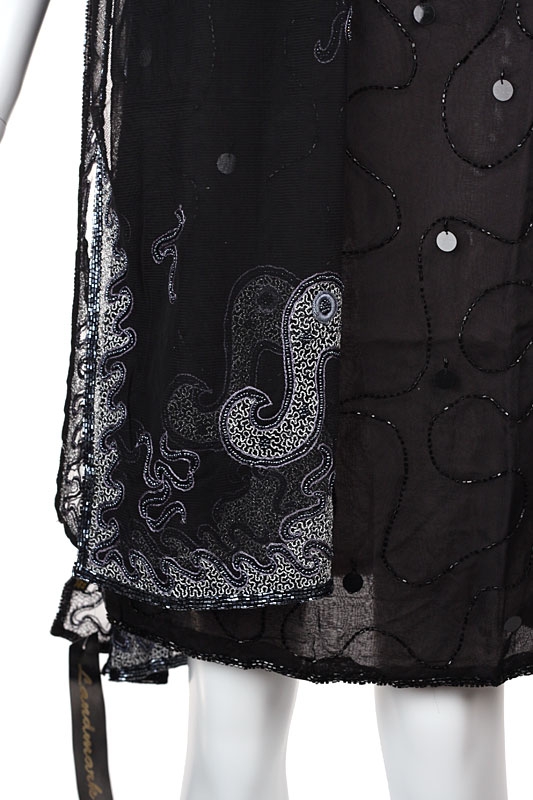 Silver Threaded Beaded Scarf — in closeup