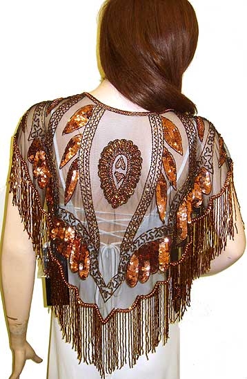 Sequin Beaded Collar Scarf (Black/Copper)