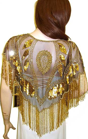 Sequin Beaded Collar Scarf (Black/Gold)