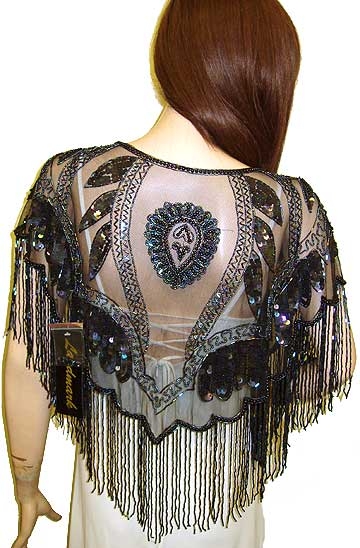 Sequin Beaded Collar Scarf (Black/Multi)
