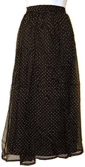 Polka Dots Long Polyester Skirt