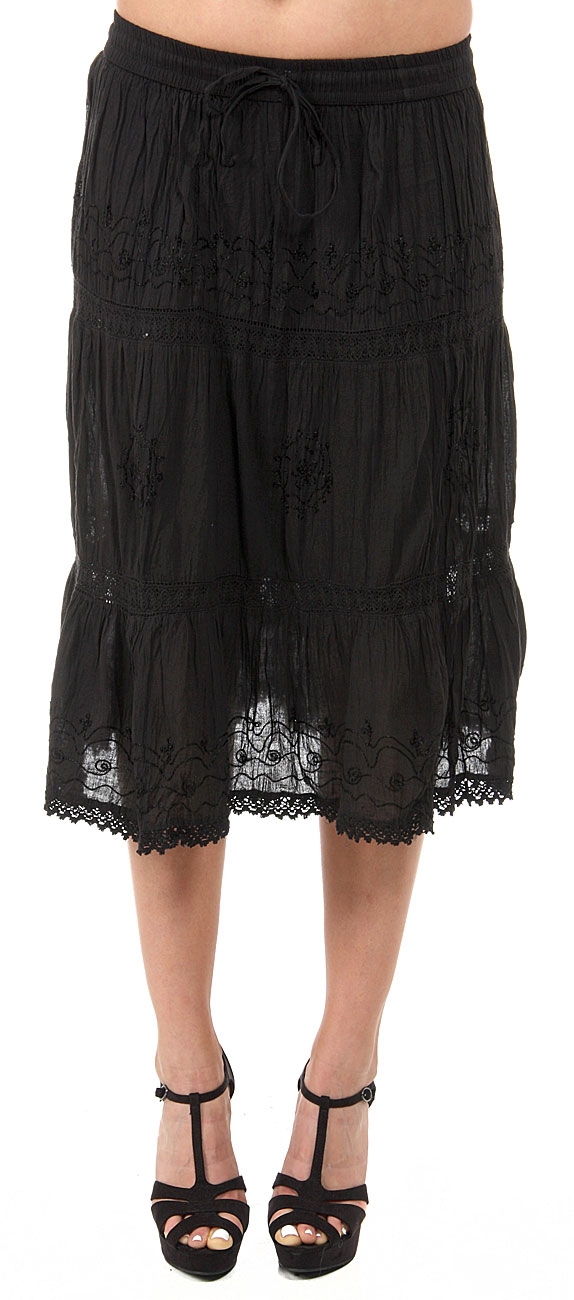 Knee Length Crinkled Black Skirt — in alternative picture