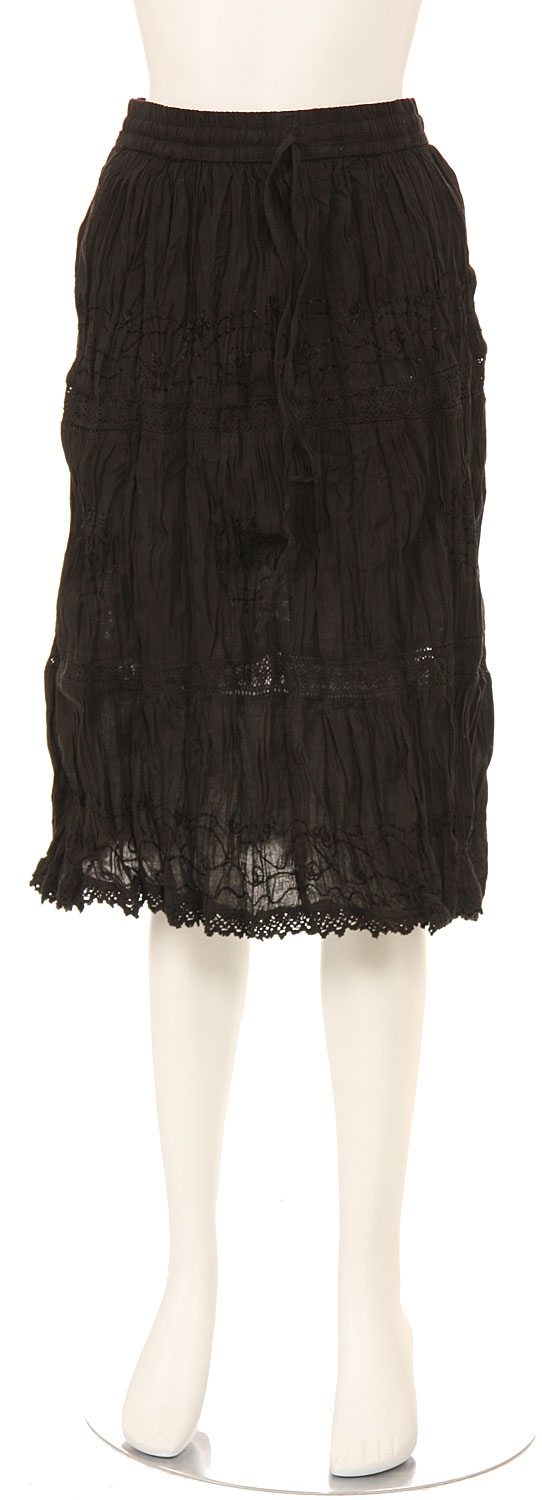 Knee Length Crinkled Black Skirt