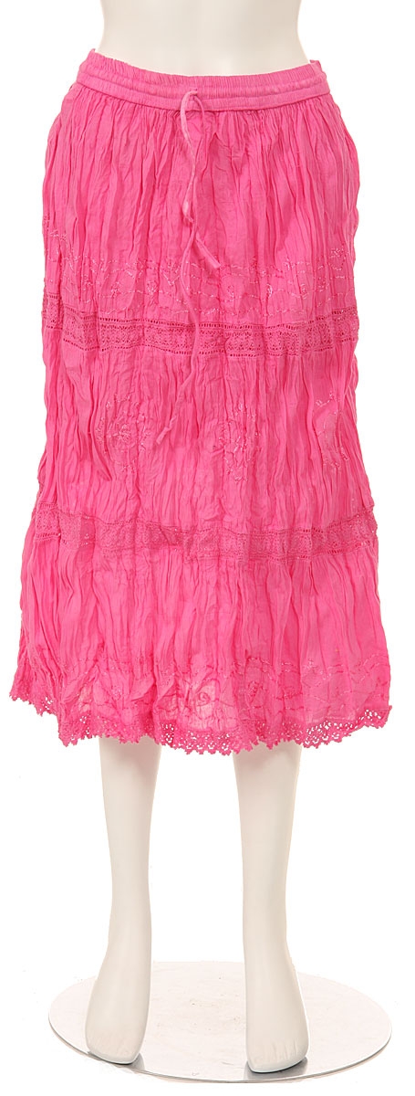 Knee Length Crinkled Pink Skirt