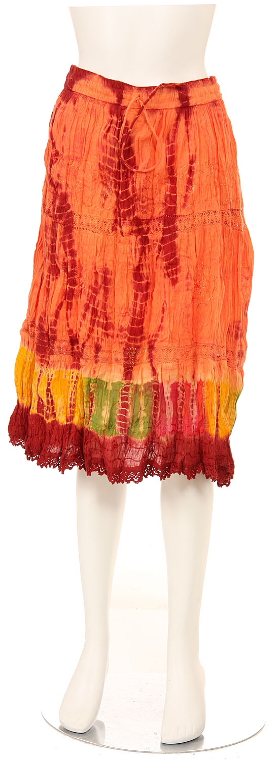 Tie & Dye Crinkled Orange Skirt
