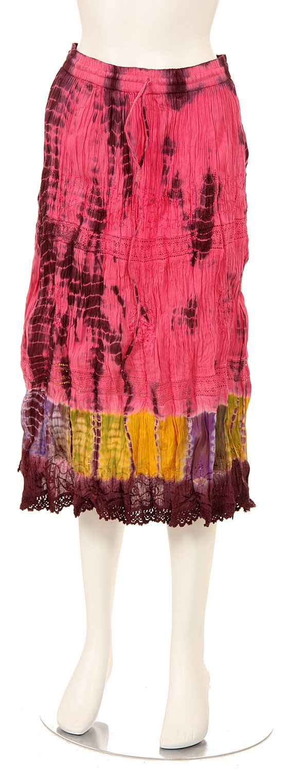 Tie & Dye Crinkled Pink Multi Skirt