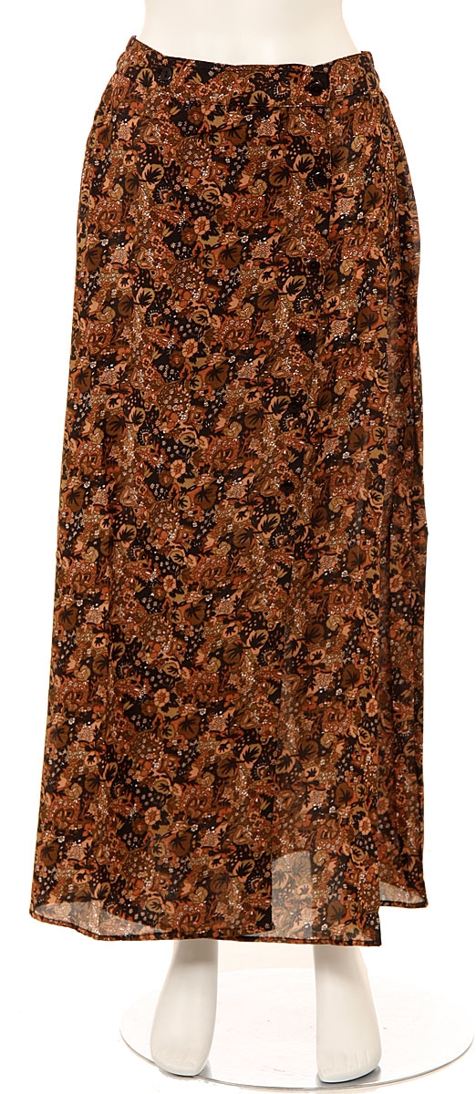 Full Length Flower Pattern Button Skirt