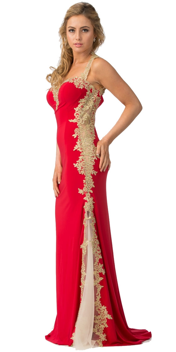 Sweetheart Neck Lace & Mesh Embellishments Long Prom Dress — in an alternative image