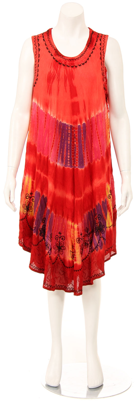 Loose fitted Asymmetrical Tie-Dye Casual Dress — in Orange