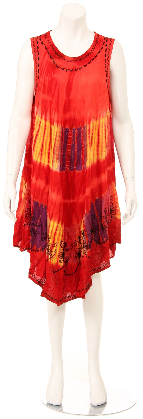 Loose fitted Asymmetrical Tie-Dye Casual Dress — in Orange alt image