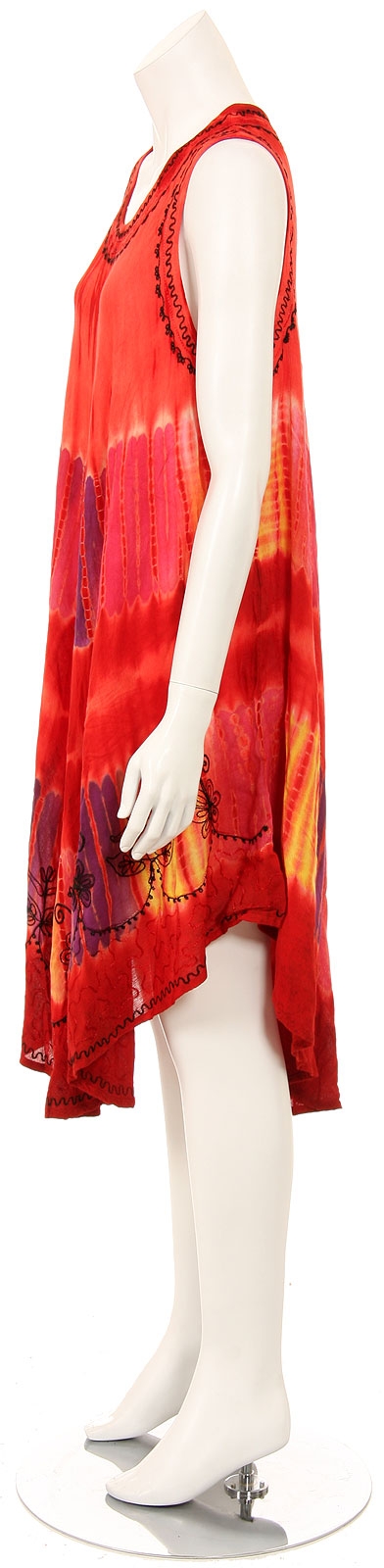 Loose fitted Asymmetrical Tie-Dye Casual Dress — in Orange side view