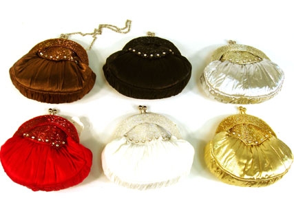 Sequin Beaded Satin Evening Bag