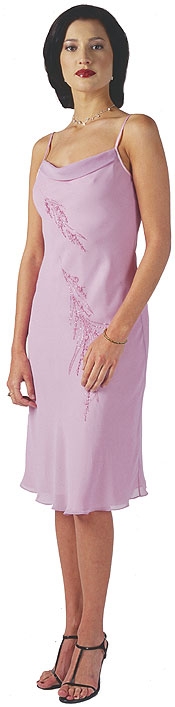 Beaded Chiffon Short Formal Dress — in Lilac color