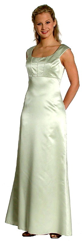 Boat Neck Beaded Bridesmaid Dress — in Green