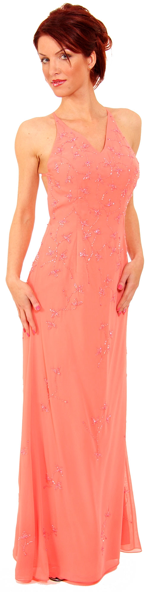 Beaded Formal Full Length Evening Dress