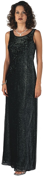 Metallic Poly Net Beaded Formal Dress — in Black/Silver color
